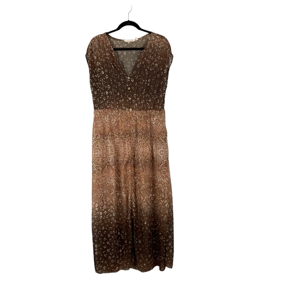 Soft Surroundings Brown Ombre Button Front Midi Dress Size M Boho Lightweight